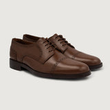 Dirk Brogues Derby Brown Leather Shoes For Men in Brown Full-Grain Leather - Lateral Side Profile View | Buy Online