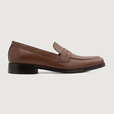 Brown Full-Grain leather Loafers - Goodyear Welt Construction & Front Toe Box Detail