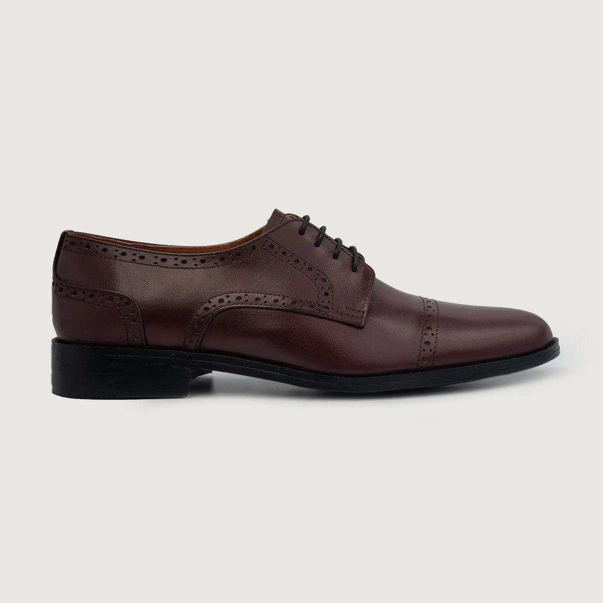 Maroon Full-Grain leather Shoes - Goodyear Welt Construction & Front Toe Box Detail