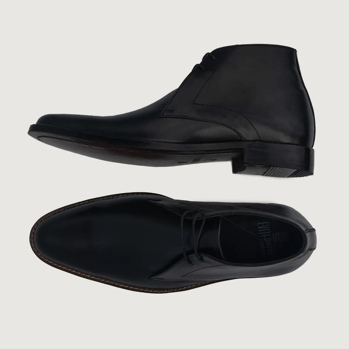 Corry Chukka Black Leather Boots For Men - Reinforced Heel Counter & Precision Double-Row Stitching Detail