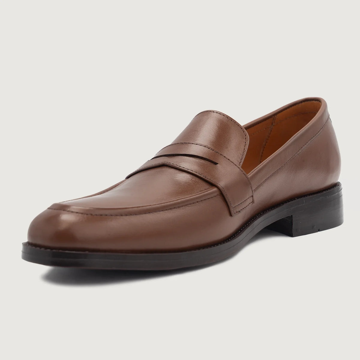 High-Traction Rubber Outsole & Lug Tread Pattern on Baxton Brown Leather Loafers