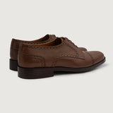 High-Traction Rubber Outsole & Lug Tread Pattern on Dirk Brogues Derby Brown Leather Shoes For Men