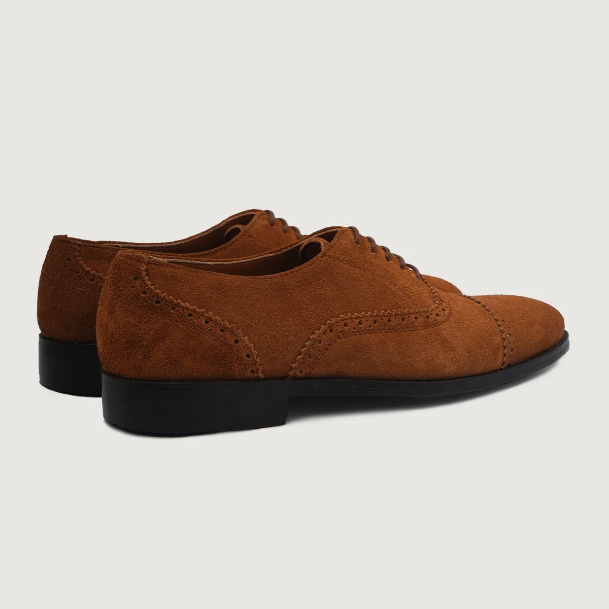 High-Traction Rubber Outsole & Lug Tread Pattern on Greyson Brogues Oxford Brown Suede Leather Shoes For Men