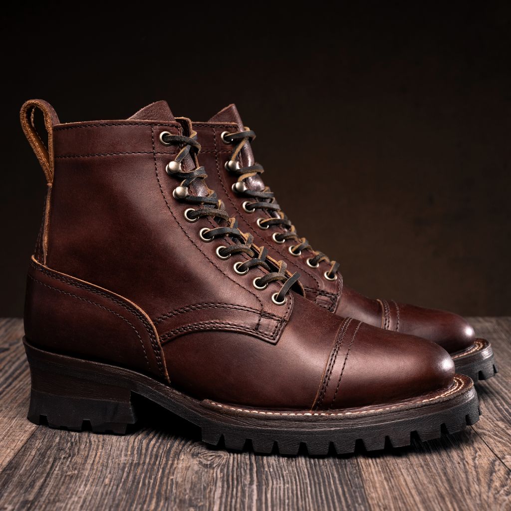 Challenger Whiskey Leather Boots in Classic Full-Grain Leather - Lateral Side Profile View | Buy Online