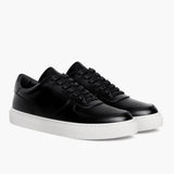 Court Black Leather Sneakers in Black Full-Grain Leather - Lateral Side Profile View | Buy Online