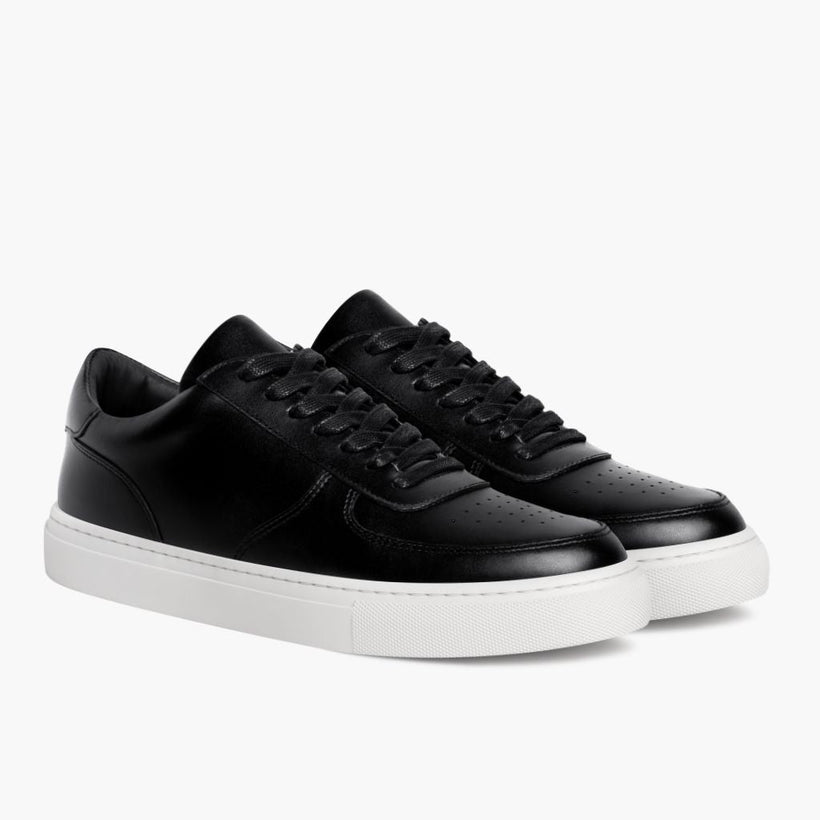 Court Black Leather Sneakers in Black Full-Grain Leather - Lateral Side Profile View | Buy Online