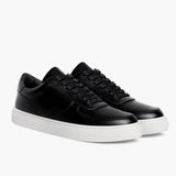 Court Black Leather Sneakers in Black Full-Grain Leather - Lateral Side Profile View | Buy Online