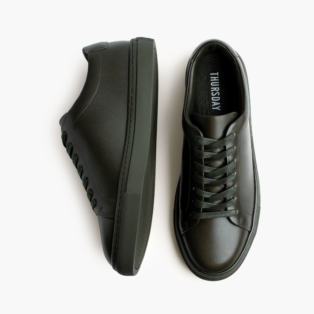 Encore Forest Leather Sneakers - Reinforced Heel Counter & Precision Double-Row Stitching Detail
