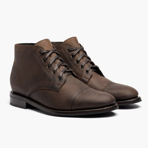 Cadet Tobacco Leather Boots in Classic Full-Grain Leather - Lateral Side Profile View | Buy Online