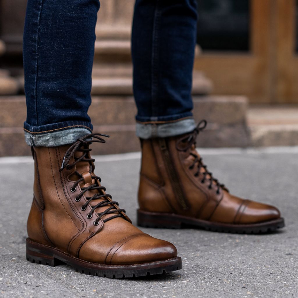 Tailored Rib Cuffs & Hem Craftsmanship Construction Detail on Casa Moto Amber Wheat Leather Boots