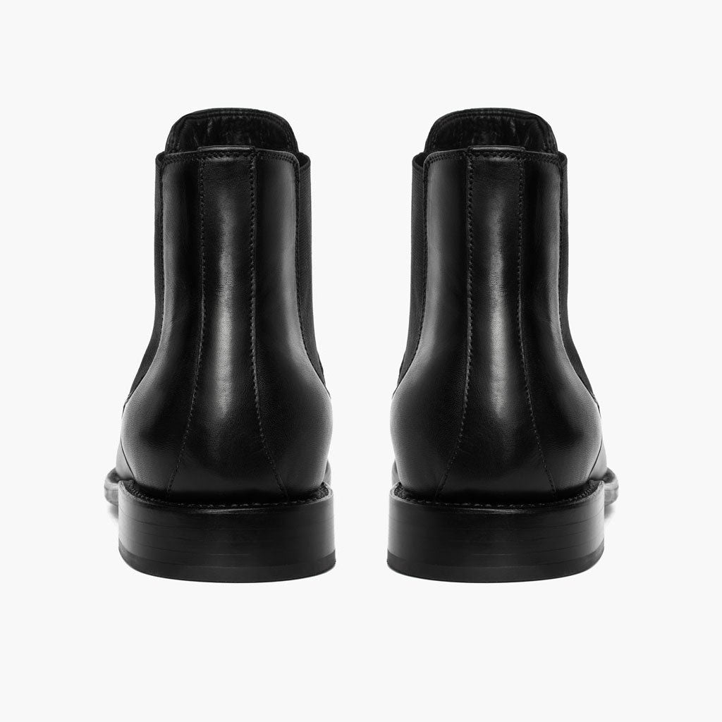Cavalier Black Leather Boots - Reinforced Heel Counter & Precision Double-Row Stitching Detail