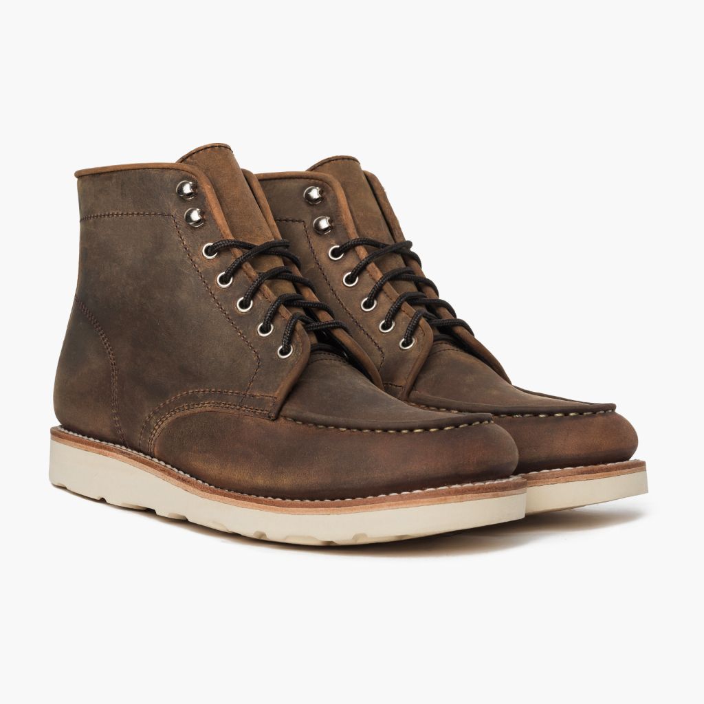 Diplomat Burnt Copper Leather Boots in Classic Full-Grain Leather - Lateral Side Profile View | Buy Online