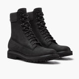 Explorer Black Matte Leather Boots in Black Full-Grain Leather - Lateral Side Profile View | Buy Online