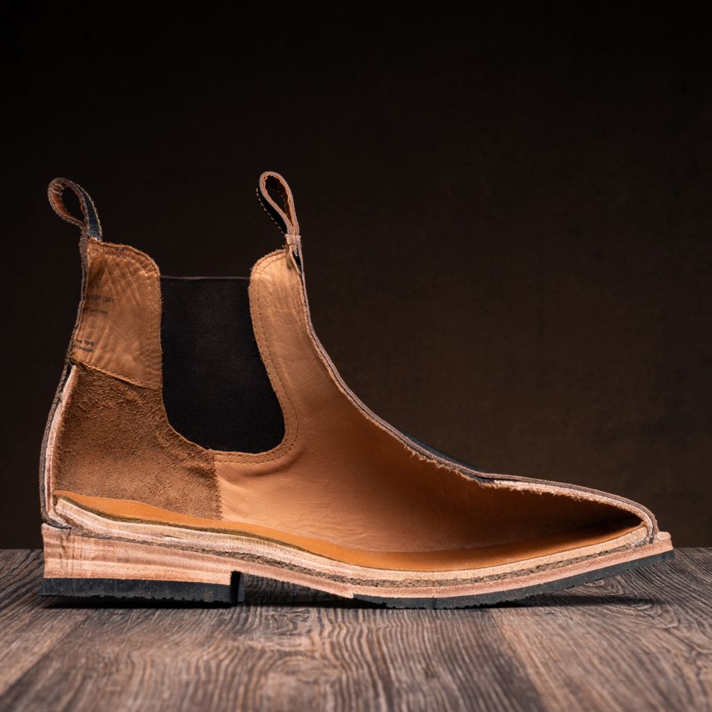 High-Traction Rubber Outsole & Lug Tread Pattern on Journeyman Snuff Reverse Leather Boots