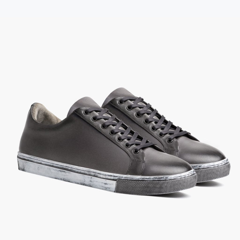 Premier Low Top Distressed Grey Leather Sneakers