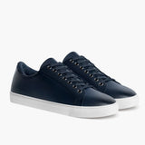 Premier Low Top Deep Blue Leather Sneakers For Men in Blue Full-Grain Leather - Lateral Side Profile View | Buy Online