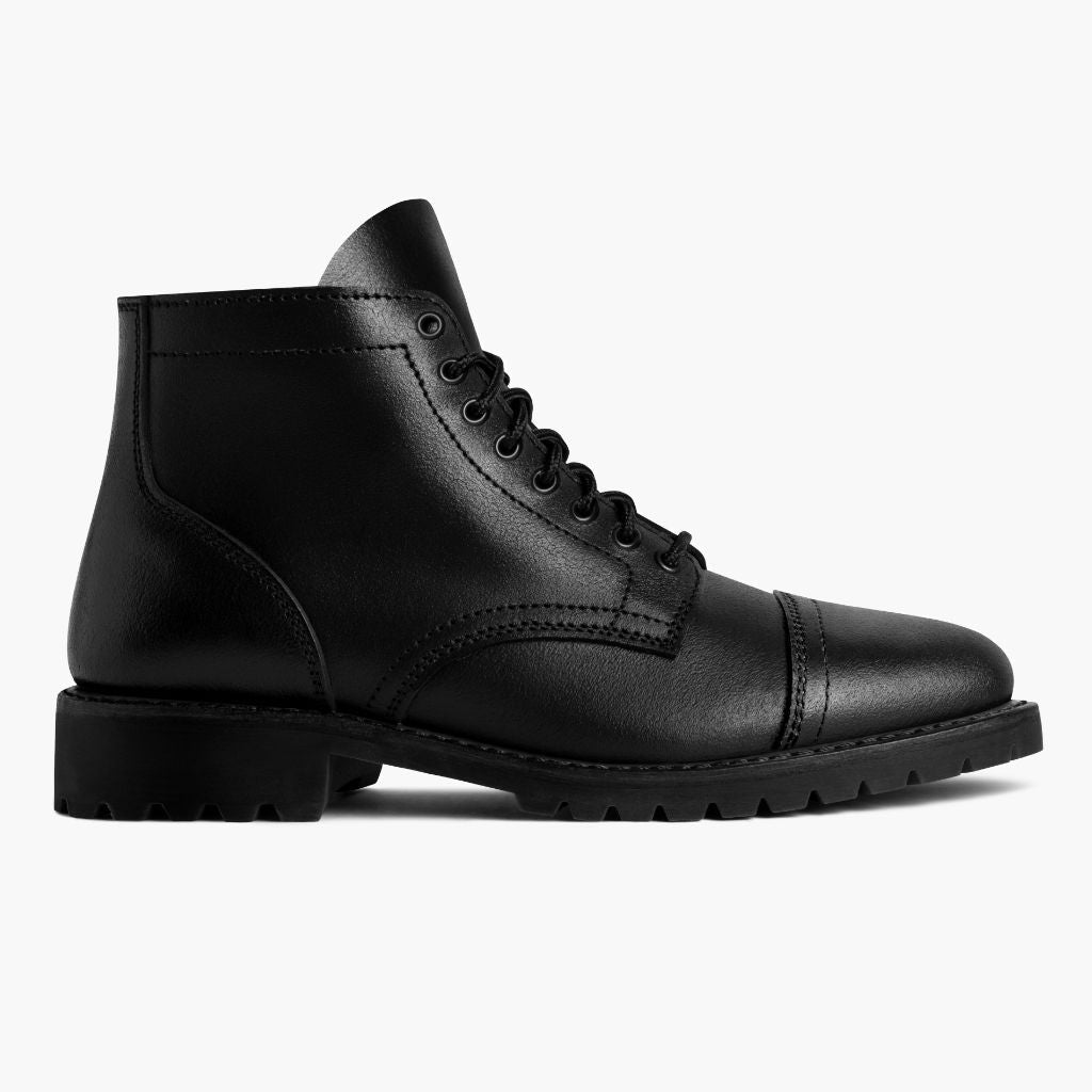 Black Full-Grain leather Boots - Goodyear Welt Construction & Front Toe Box Detail