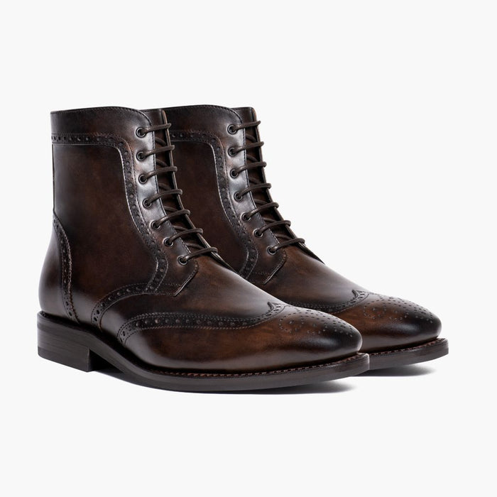 Wingtip Dark Oak Leather Boots