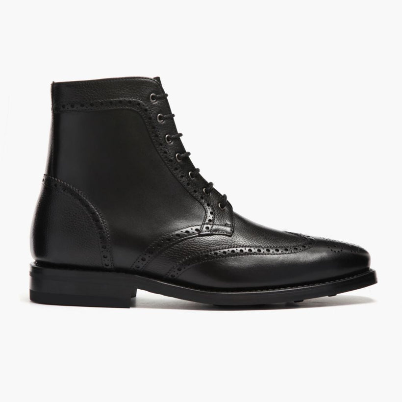 Black Full-Grain leather Boots - Goodyear Welt Construction & Front Toe Box Detail