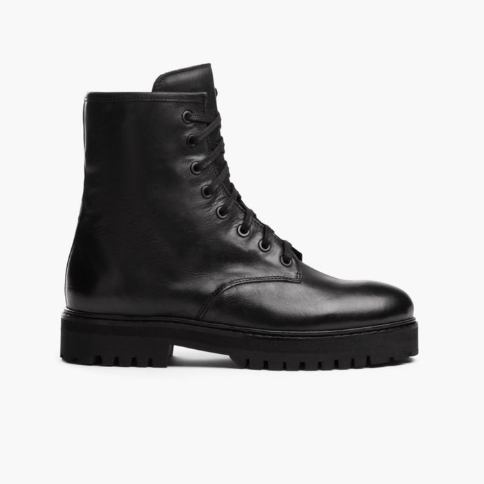 Combat Black Leather Boots