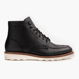 Diplomat Black Leather Boots in Black Full-Grain Leather - Lateral Side Profile View | Buy Online