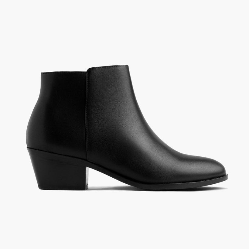 Downtown Black Leather Boots in Black Full-Grain Leather - Lateral Side Profile View | Buy Online