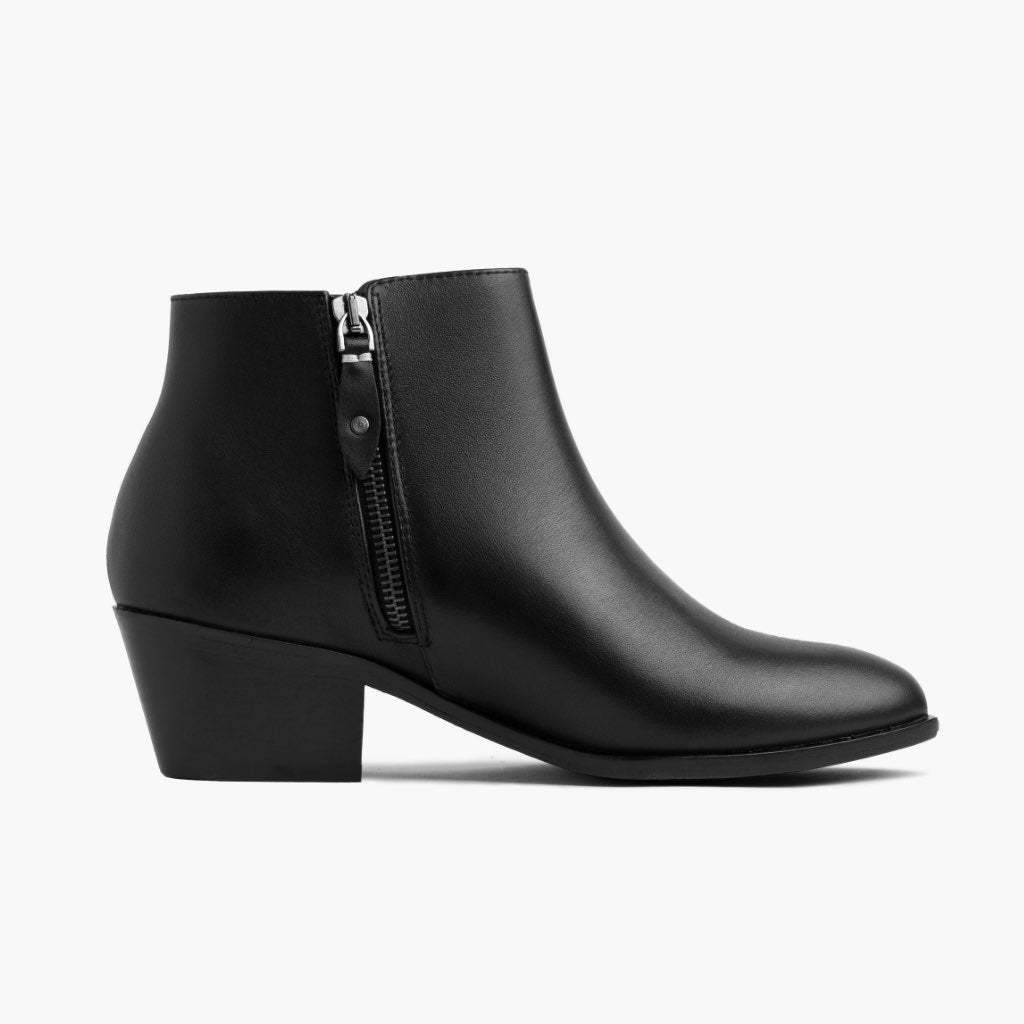 Downtown Black Leather Boots - Reinforced Heel Counter & Precision Double-Row Stitching Detail