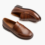 High-Traction Rubber Outsole & Lug Tread Pattern on Dress Penny Pecan Leather Boots