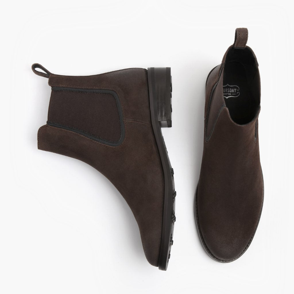 Duchess Dark Brown Suede Leather Boots - Reinforced Heel Counter & Precision Double-Row Stitching Detail