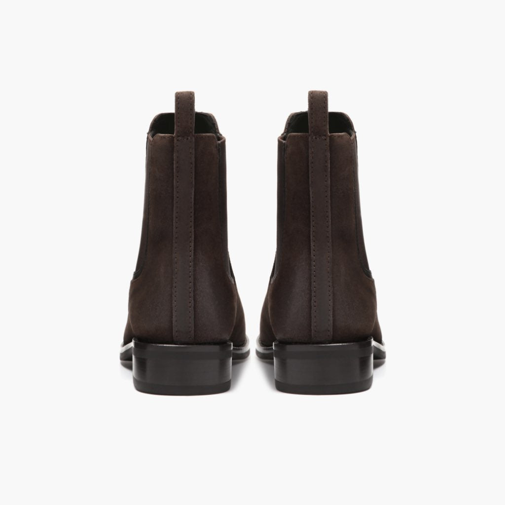 High-Traction Rubber Outsole & Lug Tread Pattern on Duchess Dark Brown Suede Leather Boots