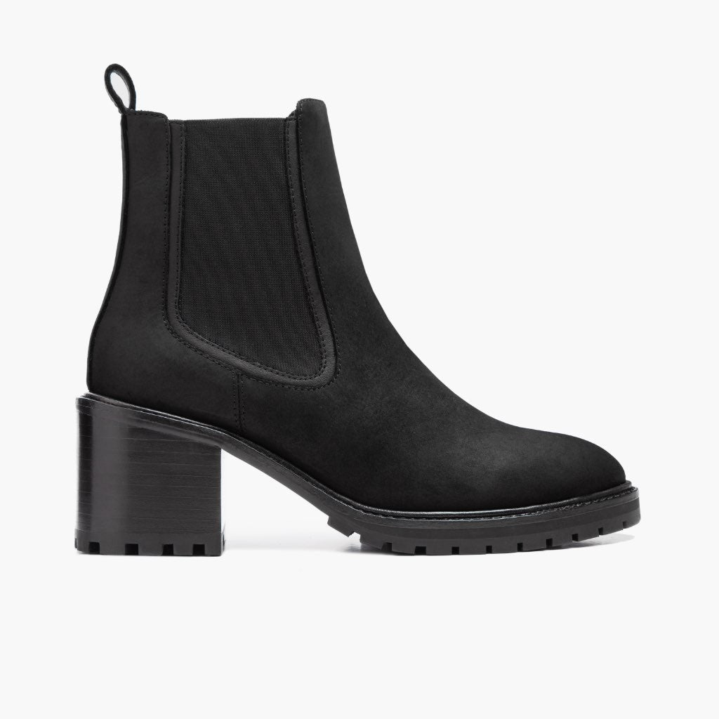 Knockout Black Matte Leather Boots in Black Full-Grain Leather - Lateral Side Profile View | Buy Online