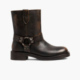 Women's Outlaw Vintage Brown Leather Boots in Vintage Brown Full-Grain Leather - Lateral Side Profile View | Buy Online