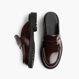 Women's Penny Mule Burgundy Leather Boots - Reinforced Heel Counter & Precision Double-Row Stitching Detail