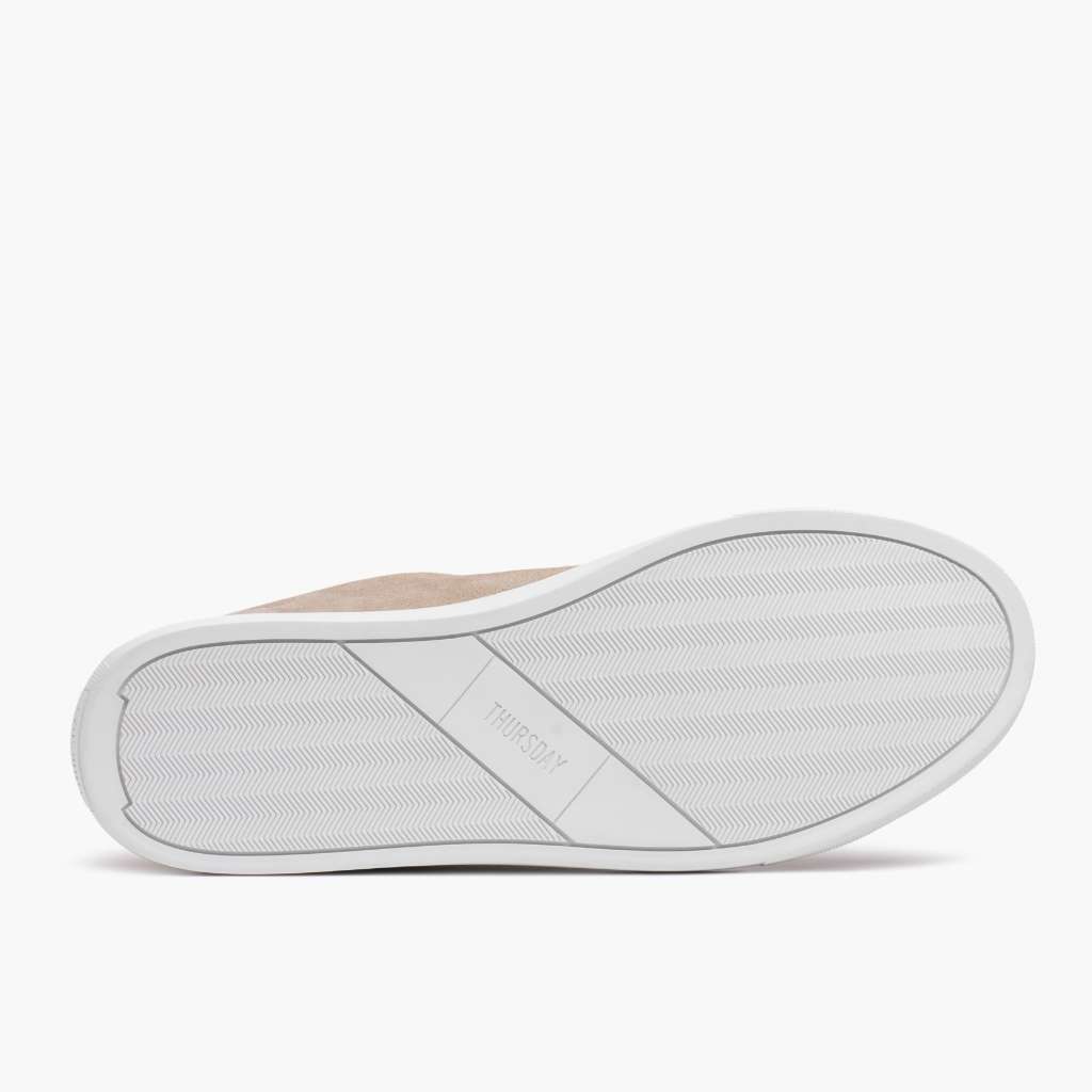 High-Traction Rubber Outsole & Lug Tread Pattern on Women's Premier Low Top Latte Leather Sneakers