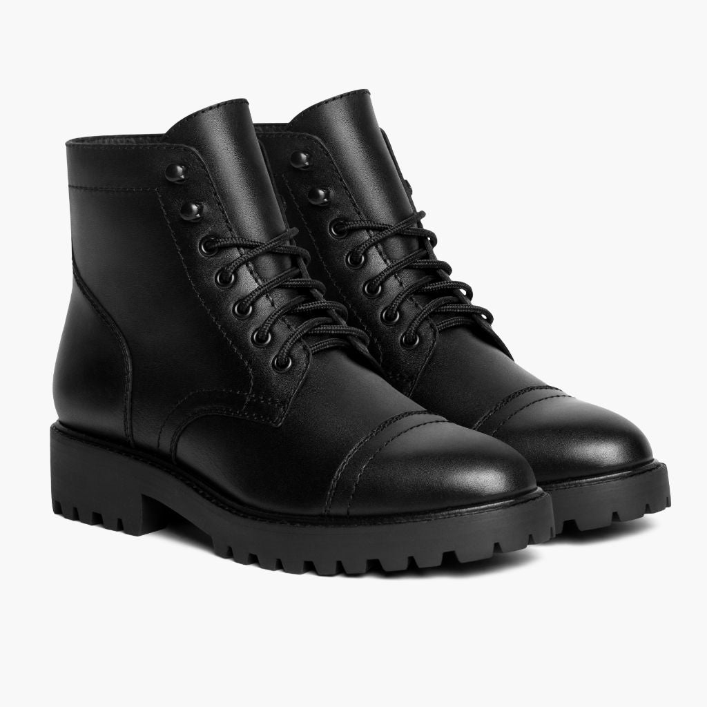 Black Full-Grain leather Boots - Goodyear Welt Construction & Front Toe Box Detail