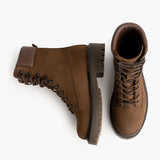 Explorer Tan Matte Leather Boots - Reinforced Heel Counter & Precision Double-Row Stitching Detail