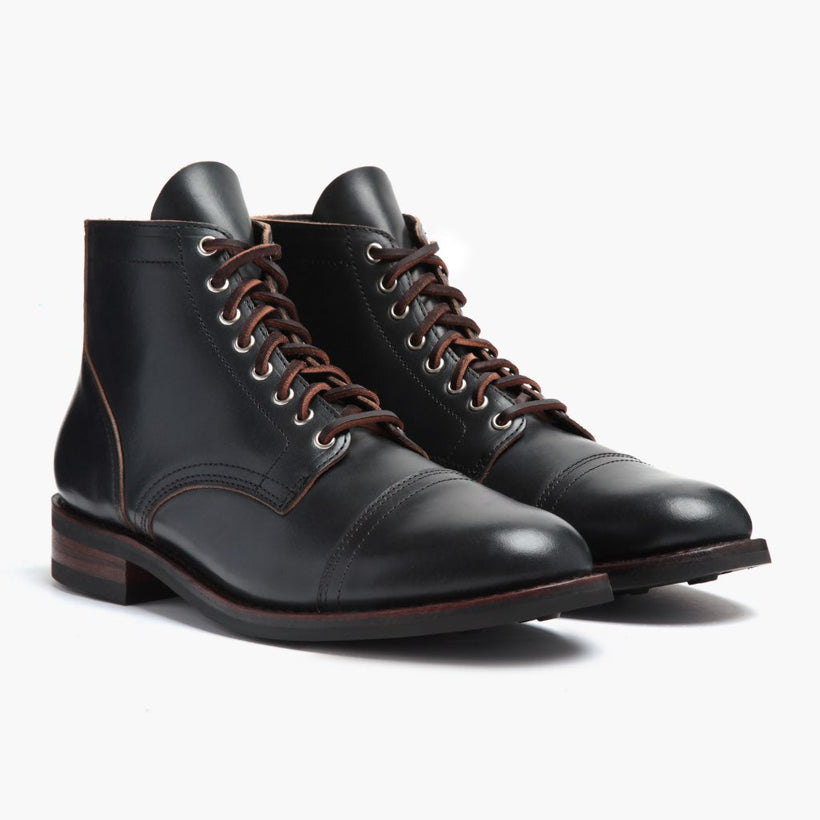 Vanguard Indigo Leather Boots For Men in Classic Full-Grain Leather - Lateral Side Profile View | Buy Online