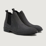 Clarkson Chelsea Grey Nubuck Leather Boots - StudGuard in Grey Full-Grain Leather - Lateral Side Profile View | Buy Online