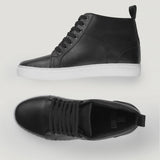 Marty High Top Black Leather Sneakers - Reinforced Heel Counter & Precision Double-Row Stitching Detail