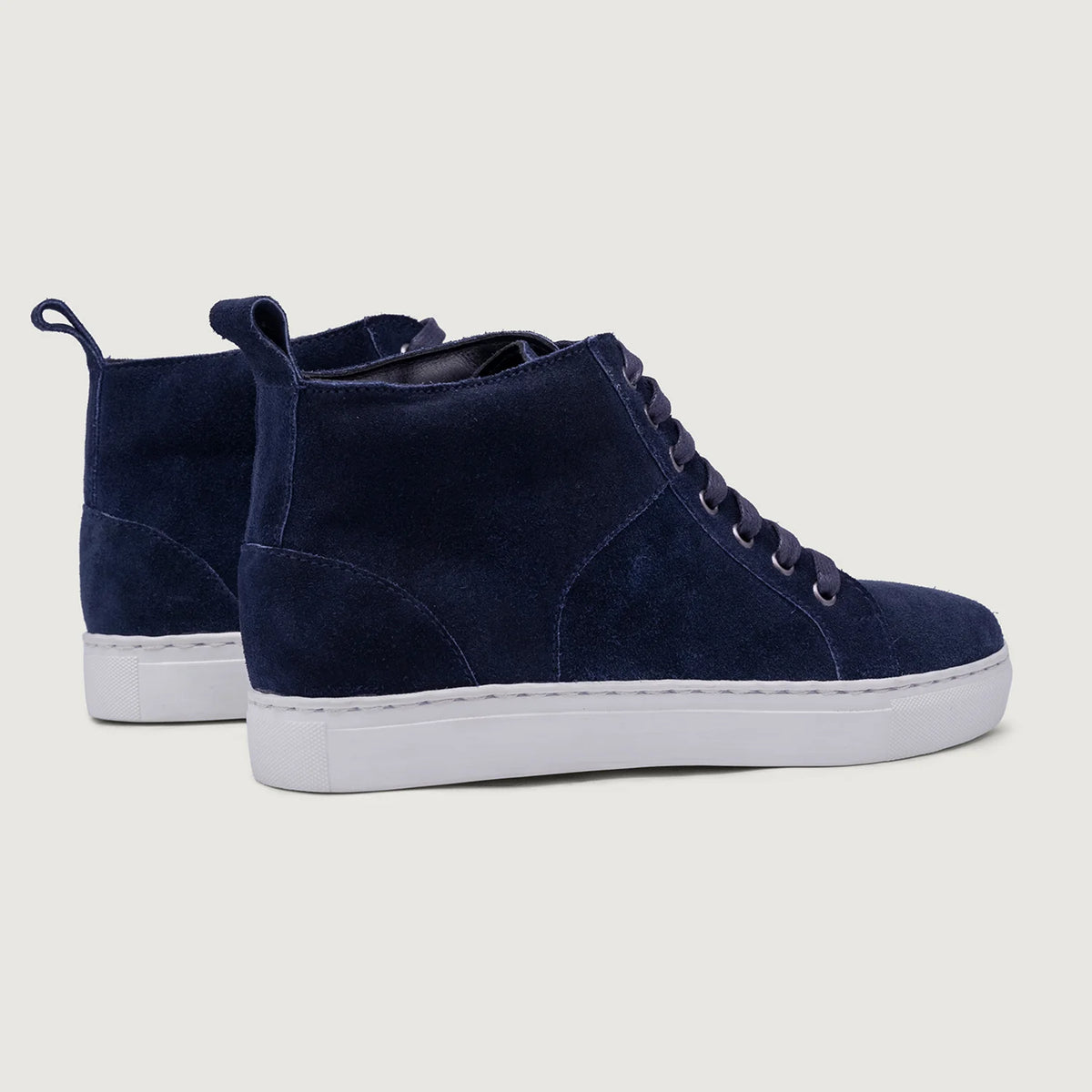 Marty High Top Blue Suede Leather Sneakers For Men - Reinforced Heel Counter & Precision Double-Row Stitching Detail