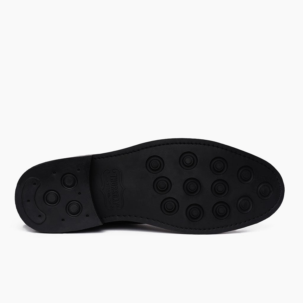 High-Traction Rubber Outsole & Lug Tread Pattern on Captain Black Matte Leather Boots