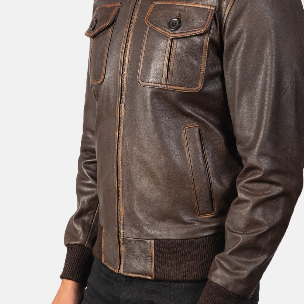 Authentic Goatskin Leather with Rub-off Finish Grain Texture & Heavy-Duty Seam Stitching Detail