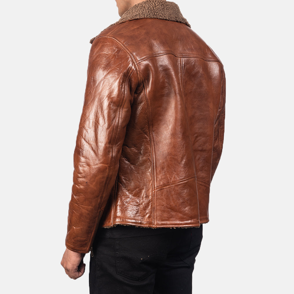 Authentic Sheepskin Leather with Semi-aniline Finish Grain Texture & Heavy-Duty Seam Stitching Detail