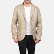 Borges Beige Blazer in Beige Poly-Cotton - Front Profile View &amp; Tailored Silhouette | Buy Online