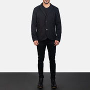 Borges Black Blazer - Lateral Side Profile View Showing Sleeve Cut &amp; Athletic Taper Fit