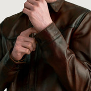 Authentic Sheepskin Leather with Semi-Aniline Finish Grain Texture &amp; Heavy-Duty Seam Stitching Detail