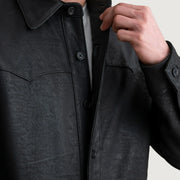 
Authentic Sheepskin Leather with Semi-Aniline Finish Grain Texture & Heavy-Duty Seam Stitching Detail