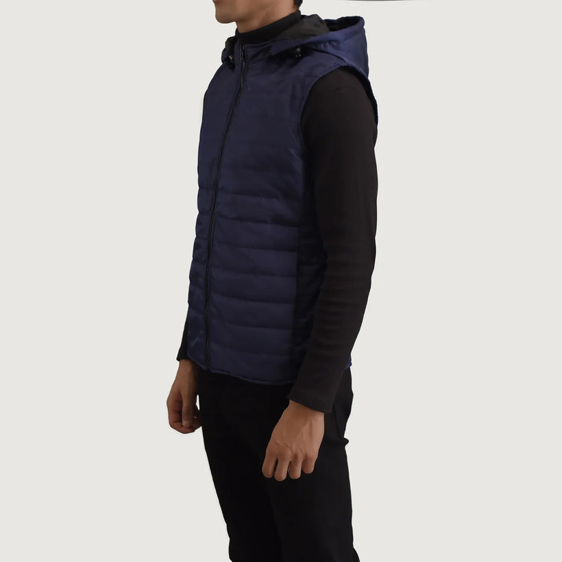 Carlo Blue Hooded Puffer Vest