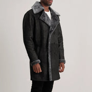 Brown Goatskin Suede Aviator Jacket - Back View Showing Tailored Shoulder Fit &amp; Clean Hemline