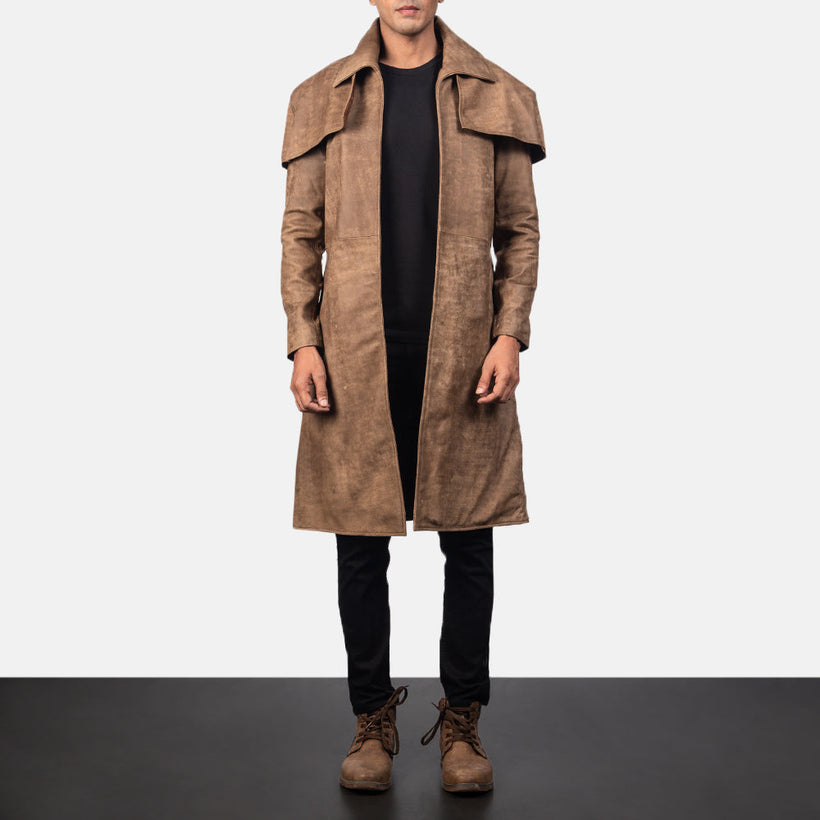 Classic Brown Leather Duster